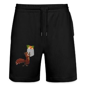 Squirrel Reaching For Nuts In Your Fake Pocket Fun - Stanley/Stella Trainer Unisex Organic Jogging Shorts - black - Front - Nik (191cm) & Marisol (170cm)