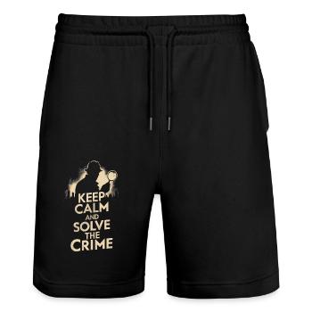 Keep calm and solve the crime - Murder Mystery - Stanley/Stella Trainer Unisex Organic Jogging Shorts - black - Front - Nik (191cm) & Marisol (170cm)