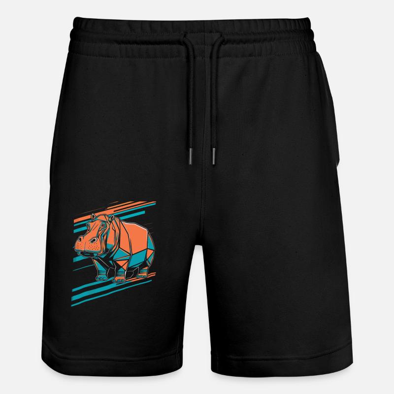 Geometrischer Hippo Kunst Design - Stanley/Stella Unisex Bio Joggingshorts Trainer  - Schwarz