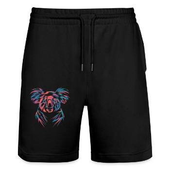 Colorful koala in neon design - Stanley/Stella Trainer Unisex Organic Jogging Shorts - black - Front - Nik (191cm) & Marisol (170cm)