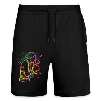 Boxen Kämpfer Kinder Boxen Match Boxer - Stanley/Stella Unisex Bio Joggingshorts Trainer  - Schwarz - Vorne - Nik (191cm) & Marisol (170cm)
