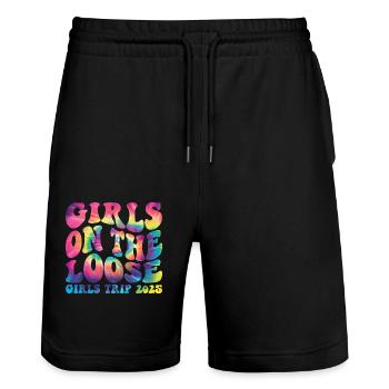 Girls On The Loose Girls Trip 2025 (Garantie du prix le plus bas) - Short de jogging bio TRAINER Stanley/Stella unisexe - noir - Devant - Nik (191cm) & Marisol (170cm)