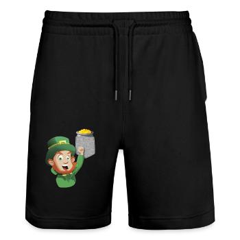 Leprechaun Atteignant Un Pot D’or Dans Une Fausse Poche - Short de jogging bio TRAINER Stanley/Stella unisexe - noir - Devant - Nik (191cm) & Marisol (170cm)