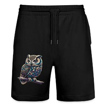 Eule Kunst Geschenk Geburtstag - Stanley/Stella Unisex Bio Joggingshorts Trainer  - Schwarz - Vorne - Nik (191cm) & Marisol (170cm)