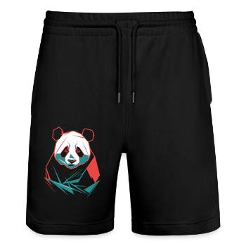 Abstract Panda with Modern Colors - Stanley/Stella Trainer Unisex Organic Jogging Shorts - black - Front - Nik (191cm) & Marisol (170cm)