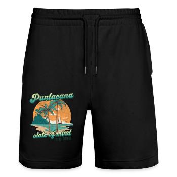 puntacana État d’ Vintage Plage - Short de jogging bio TRAINER Stanley/Stella unisexe - noir - Devant - Nik (191cm) & Marisol (170cm)