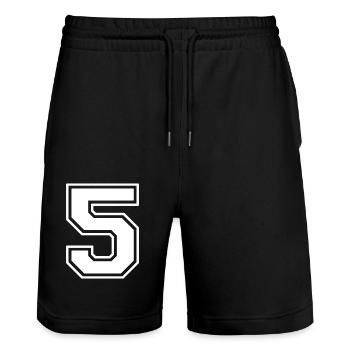 Number 5 - Stanley/Stella Trainer Unisex Organic Jogging Shorts - black - Front - Nik (191cm) & Marisol (170cm)