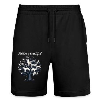 Nature Tree Life Nature Conservation Animal Welfare Bio Forest - Stanley/Stella Trainer Unisex Organic Jogging Shorts - black - Front - Nik (191cm) & Marisol (170cm)