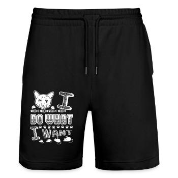 Burmese cat Burmese cat I Do What I Want - Stanley/Stella Trainer Unisex Organic Jogging Shorts - black - Front - Nik (191cm) & Marisol (170cm)