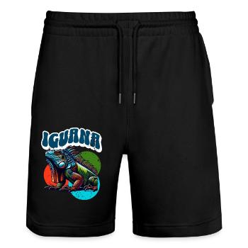 Iguana - Stanley/Stella Trainer Unisex Organic Jogging Shorts - black - Front - Nik (191cm) & Marisol (170cm)