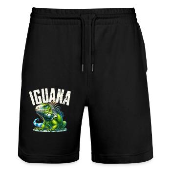 Iguana - Stanley/Stella Trainer Unisex Organic Jogging Shorts - black - Front - Nik (191cm) & Marisol (170cm)