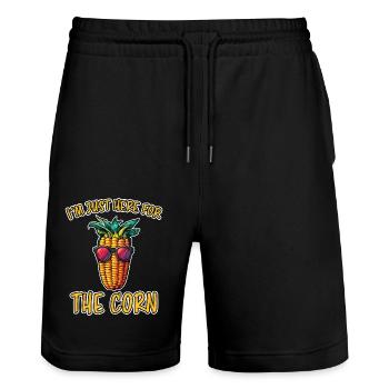 Corn on the cob saying corn funny corn on the cob gift - Stanley/Stella Trainer Unisex Organic Jogging Shorts - black - Front - Nik (191cm) & Marisol (170cm)
