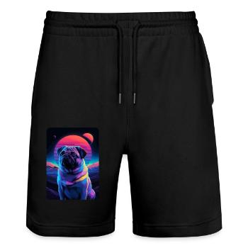 Animal Art Planète Fantasy Oeuvre Carlin - Short de jogging bio TRAINER Stanley/Stella unisexe - noir - Devant - Nik (191cm) & Marisol (170cm)