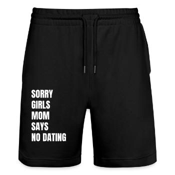 Sorry Girls Mom Sagt KeinDate Babyparty - Stanley/Stella Unisex Bio Joggingshorts Trainer  - Schwarz - Vorne - Nik (191cm) & Marisol (170cm)