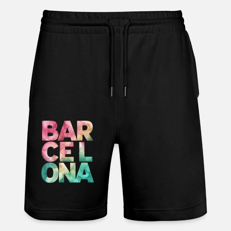 Souvenir de Barcelone Style Aquarelle - Short de jogging bio TRAINER Stanley/Stella unisexe - noir