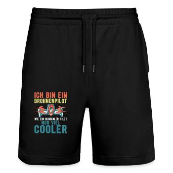 Ich bin ein Drohnenpilot RC Drohne Quadrocopter - Stanley/Stella Unisex Bio Joggingshorts Trainer  - Schwarz - Vorne - Nik (191cm) & Marisol (170cm)