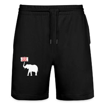 Feed Me And Call Me Beautiful Funny Elephant Lover - Stanley/Stella Trainer Unisex Organic Jogging Shorts - black - Front - Nik (191cm) & Marisol (170cm)