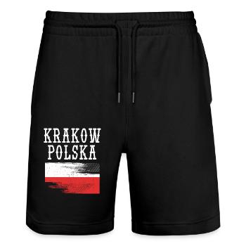 Poland Polish - Stanley/Stella Trainer Unisex Organic Jogging Shorts - black - Front - Nik (191cm) & Marisol (170cm)