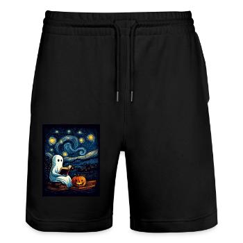 Cadeau d’Halloween Femmes Hommes Enfants Décoration - Short de jogging bio TRAINER Stanley/Stella unisexe - noir - Devant - Nik (191cm) & Marisol (170cm)