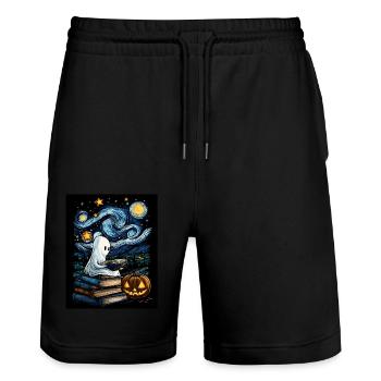 Cadeau d’Halloween Femmes Hommes Enfants Décoration - Short de jogging bio TRAINER Stanley/Stella unisexe - noir - Devant - Nik (191cm) & Marisol (170cm)