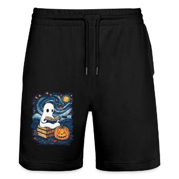 Cadeau d’Halloween Femmes Hommes Enfants Décoration - Short de jogging bio TRAINER Stanley/Stella unisexe - noir - Devant - Nik (191cm) & Marisol (170cm)
