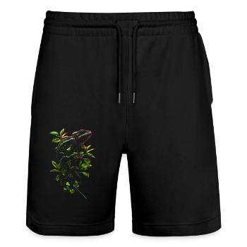 Caméléon motif animal amoureux des animaux reptile lézard - Short de jogging bio TRAINER Stanley/Stella unisexe - noir - Devant - Nik (191cm) & Marisol (170cm)