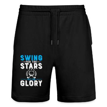 Swing für die Stars, Putt für Ruhm. - Stanley/Stella Unisex Bio Joggingshorts Trainer  - Schwarz - Vorne - Nik (191cm) & Marisol (170cm)