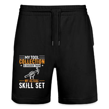 Meine Werkzeugsammlung ist größer als mein tatsächliches Können - Stanley/Stella Unisex Bio Joggingshorts Trainer  - Schwarz - Vorne - Nik (191cm) & Marisol (170cm)