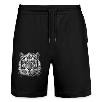 Sibirische Tiger Sibirischer Tiger - Stanley/Stella Unisex Bio Joggingshorts Trainer  - Schwarz - Vorne - Nik (191cm) & Marisol (170cm)