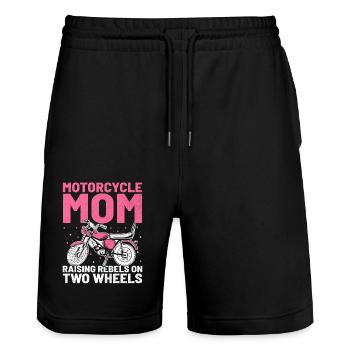 Motorcycle Mom Raising Rebels On Two Wheels - Stanley/Stella Trainer Unisex Organic Jogging Shorts - black - Front - Nik (191cm) & Marisol (170cm)