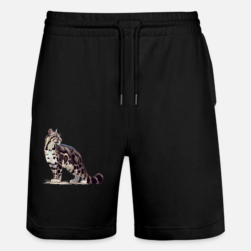 Clouded Leopard Nebelparder - Stanley/Stella Unisex Bio Joggingshorts Trainer  - Schwarz