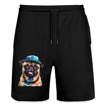 Carlin Snapback Cap Chien Coloré Conception Drôle Imprimer - Short de jogging bio TRAINER Stanley/Stella unisexe - noir - Devant - Nik (191cm) & Marisol (170cm)