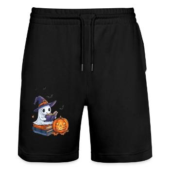 Cadeau d’Halloween Femmes Hommes Enfants Décoration - Short de jogging bio TRAINER Stanley/Stella unisexe - noir - Devant - Nik (191cm) & Marisol (170cm)