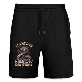 Dragon 12e anniversaire Dragon - Short de jogging bio TRAINER Stanley/Stella unisexe - noir - Devant - Nik (191cm) & Marisol (170cm)