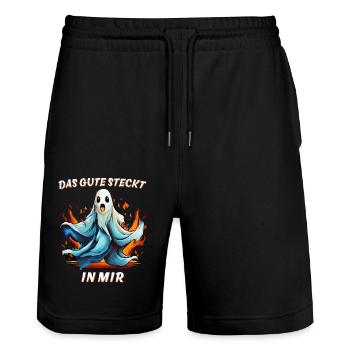 LE BIEN EST EN MOI - Short de jogging bio TRAINER Stanley/Stella unisexe - noir - Devant - Nik (191cm) & Marisol (170cm)
