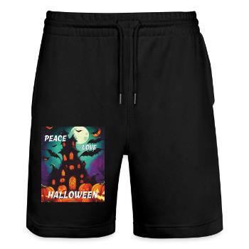 PAIX AMOUR HALLOWEEN - Short de jogging bio TRAINER Stanley/Stella unisexe - noir - Devant - Nik (191cm) & Marisol (170cm)