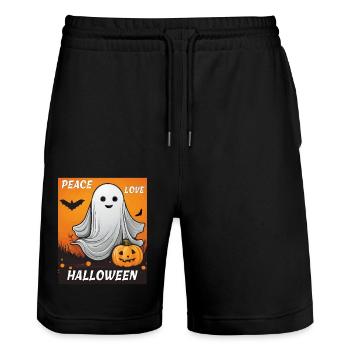 PAIX AMOUR HALLOWEEN - Short de jogging bio TRAINER Stanley/Stella unisexe - noir - Devant - Nik (191cm) & Marisol (170cm)