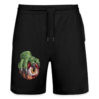 Green Monster Hand Bloody Eye Halloween Party - Stanley/Stella Trainer Unisex Organic Jogging Shorts - black - Front - Nik (191cm) & Marisol (170cm)