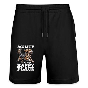 L’agility canin est mon endroit heureux Loves Agility Sport - Short de jogging bio TRAINER Stanley/Stella unisexe - noir - Devant - Nik (191cm) & Marisol (170cm)