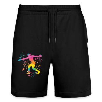 Lanceur de disque Lancer de disque Colorsplash - Short de jogging bio TRAINER Stanley/Stella unisexe - noir - Devant - Nik (191cm) & Marisol (170cm)