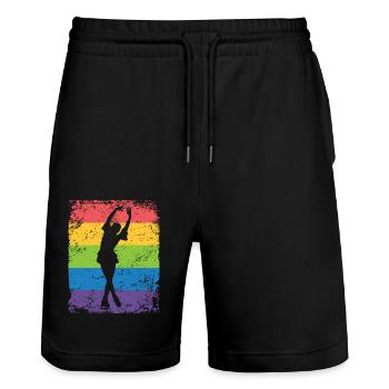Figure Skating Figure Skating Ice Skating - Stanley/Stella Trainer Unisex Organic Jogging Shorts - black - Front - Nik (191cm) & Marisol (170cm)