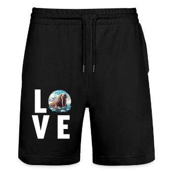 Walrus Walrosse Walross - Stanley/Stella Unisex Bio Joggingshorts Trainer  - Schwarz - Vorne - Nik (191cm) & Marisol (170cm)