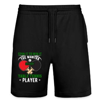 Spin it to win it - das Mantra eines jeden Tischtennisspielers - Stanley/Stella Unisex Bio Joggingshorts Trainer  - Schwarz - Vorne - Nik (191cm) & Marisol (170cm)