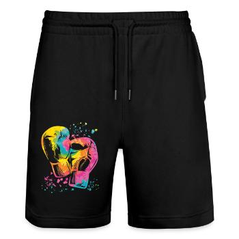 Boxen Kämpfer Kinder Boxen Match Boxer - Stanley/Stella Unisex Bio Joggingshorts Trainer  - Schwarz - Vorne - Nik (191cm) & Marisol (170cm)