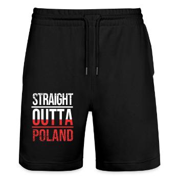 Poland Polish - Stanley/Stella Trainer Unisex Organic Jogging Shorts - black - Front - Nik (191cm) & Marisol (170cm)