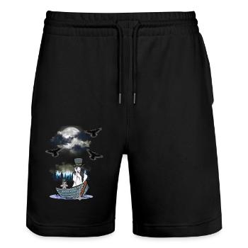 Halloween Ferryman Vampire Bat Boat Boats - Stanley/Stella Trainer Unisex Organic Jogging Shorts - black - Front - Nik (191cm) & Marisol (170cm)