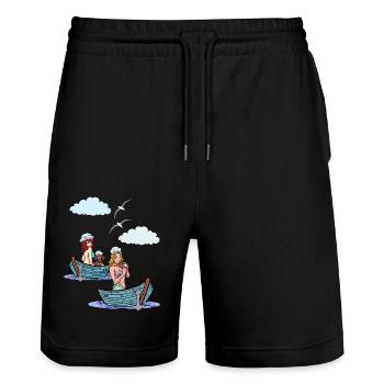 Bateau de mer Bateaux Marin Marin Marins - Short de jogging bio TRAINER Stanley/Stella unisexe - noir - Devant - Nik (191cm) & Marisol (170cm)