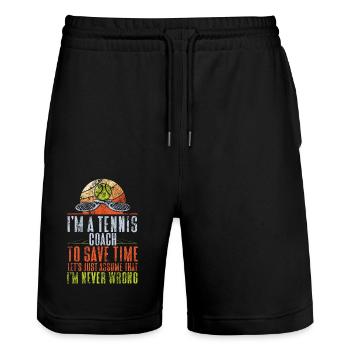 Funny Tennis Player Racket I'm A - Stanley/Stella Unisex Bio Joggingshorts Trainer  - Schwarz - Vorne - Nik (191cm) & Marisol (170cm)