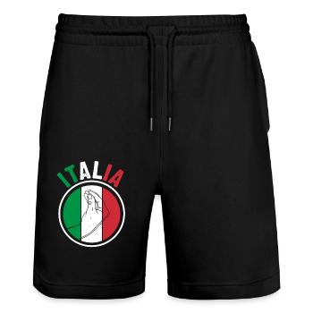 Italia Italian Italian Italy - Stanley/Stella Trainer Unisex Organic Jogging Shorts - black - Front - Nik (191cm) & Marisol (170cm)