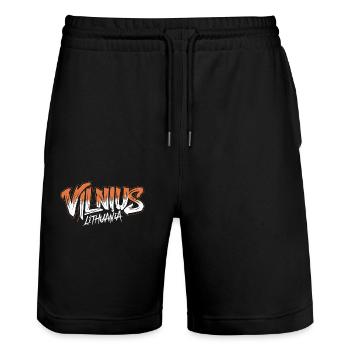 Vilnius Lithuania Souvenir - Stanley/Stella Unisex Bio Joggingshorts Trainer  - Schwarz - Vorne - Nik (191cm) & Marisol (170cm)